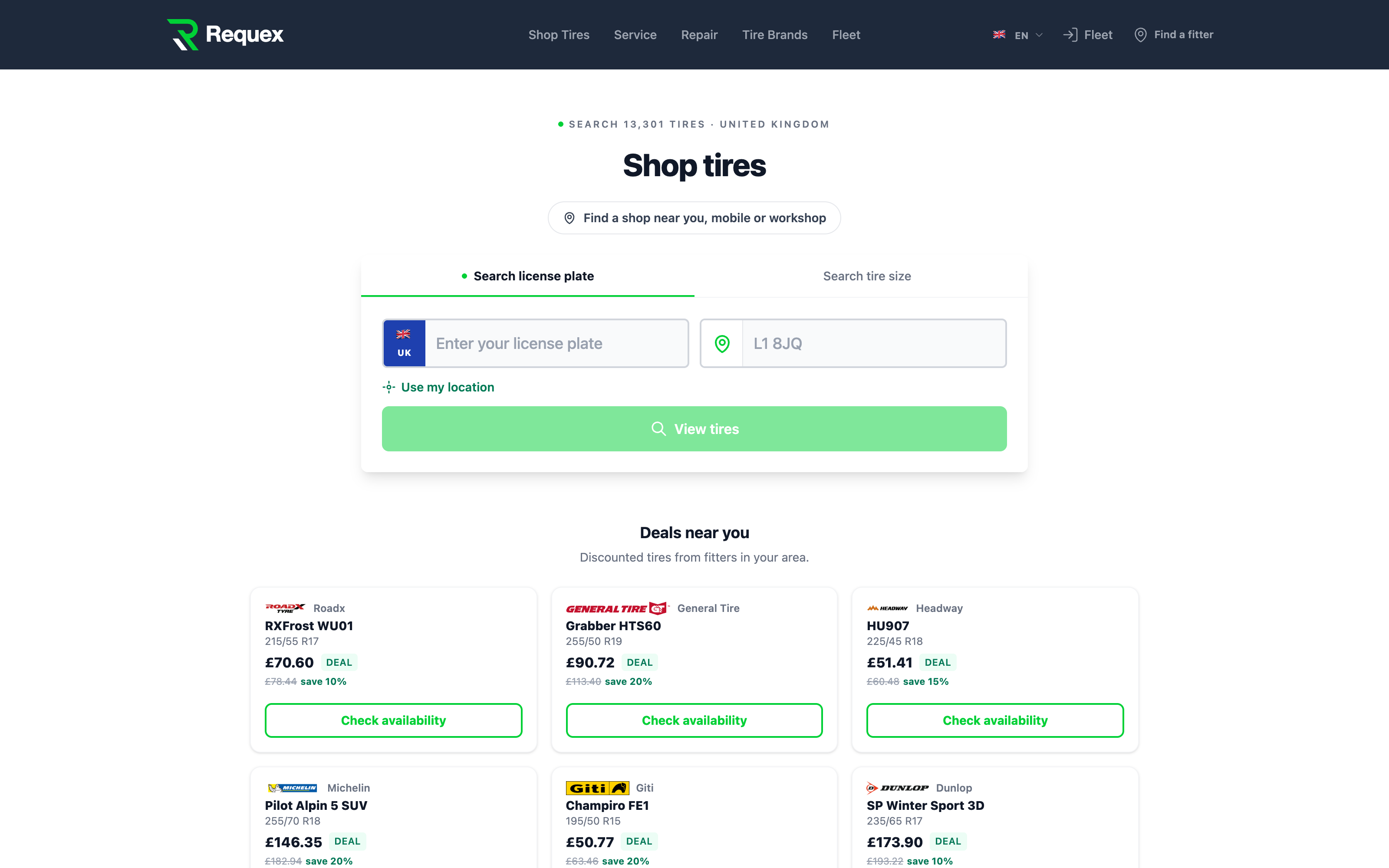 A FixTrade storefront where customers check coverage and request a quote